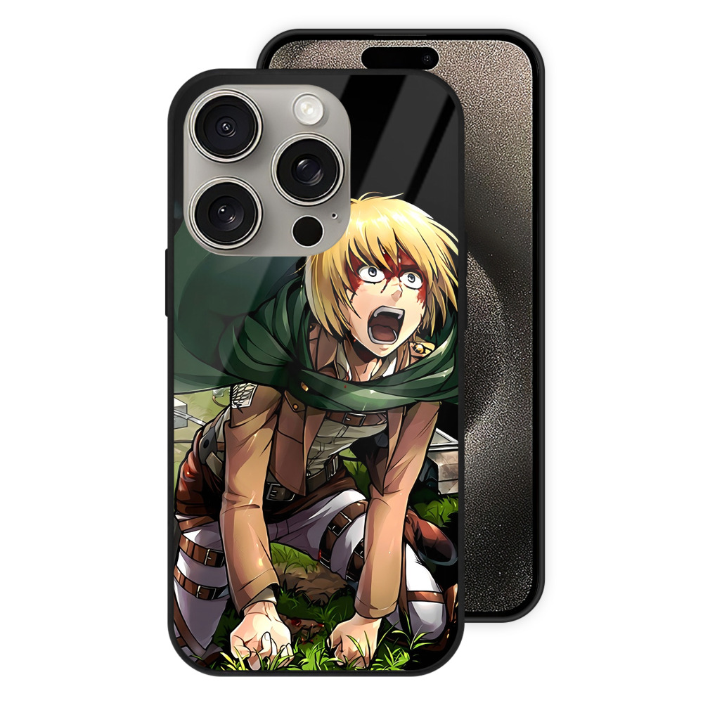 （画像用） 進撃の巨人 アルミン·アルレルト Attack on Titan Armin Arlert 【iPhone15Pro対応】スマホケース 耐衝撃＆黄変防止 背面ガラス
