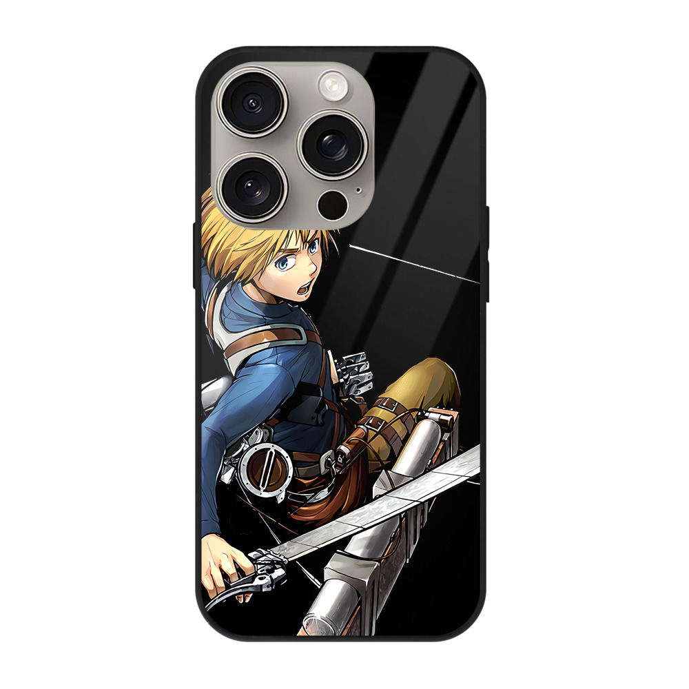 （画像用） 進撃の巨人 アルミン·アルレルト Attack on Titan Armin Arlert 【iPhone15Pro対応】スマホケース 耐衝撃＆黄変防止 背面ガラス