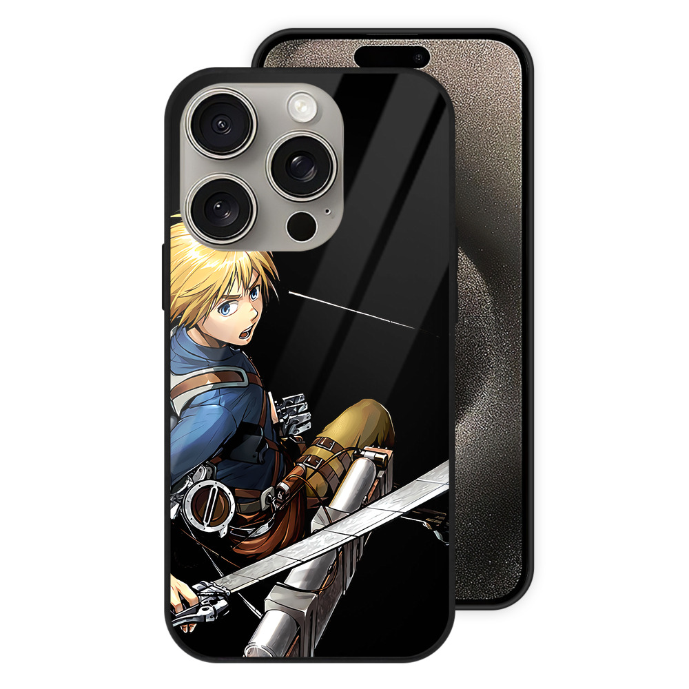 （画像用） 進撃の巨人 アルミン·アルレルト Attack on Titan Armin Arlert 【iPhone15Pro対応】スマホケース 耐衝撃＆黄変防止 背面ガラス