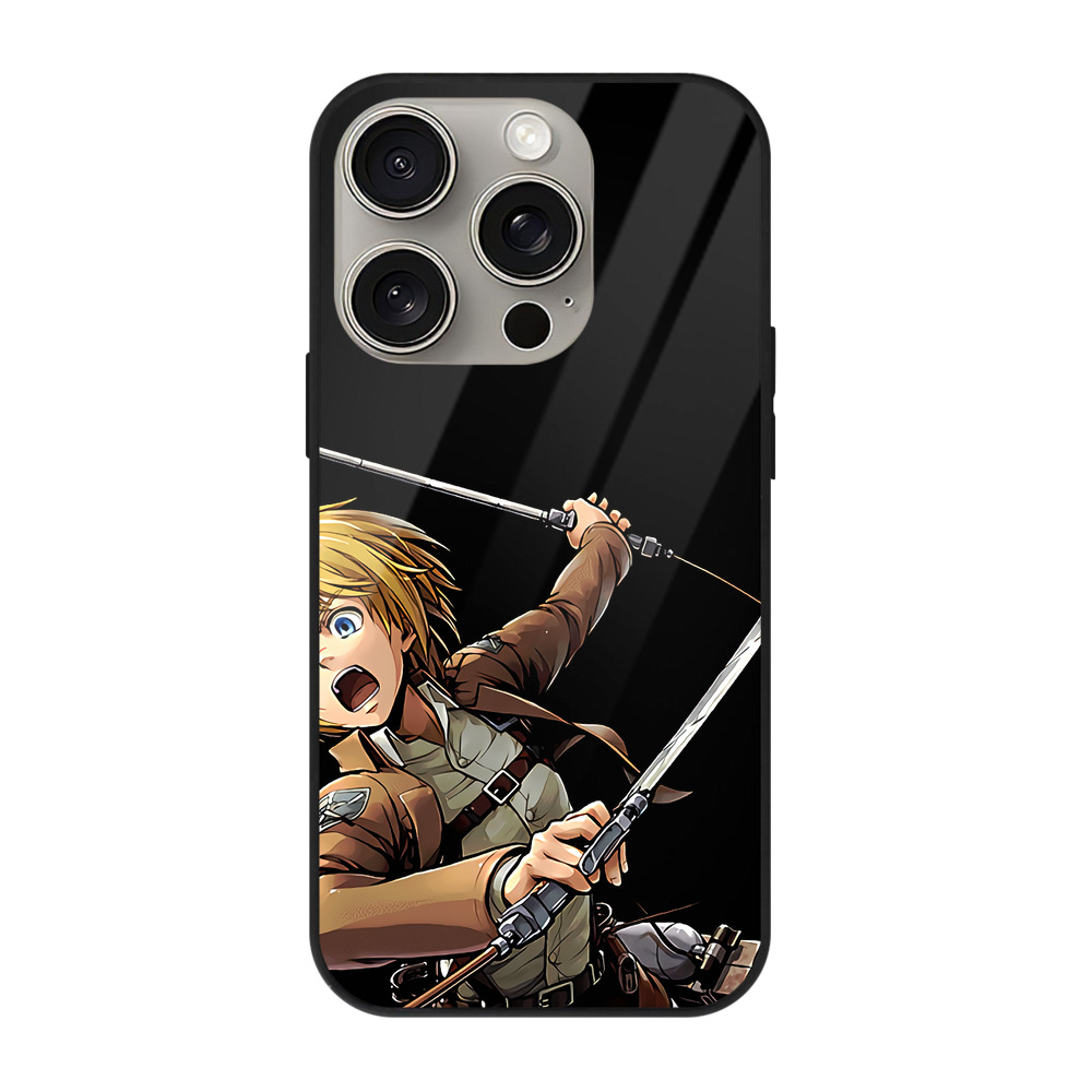 （画像用） 進撃の巨人 アルミン·アルレルト Attack on Titan Armin Arlert 【iPhone15Pro対応】スマホケース 耐衝撃＆黄変防止 背面ガラス