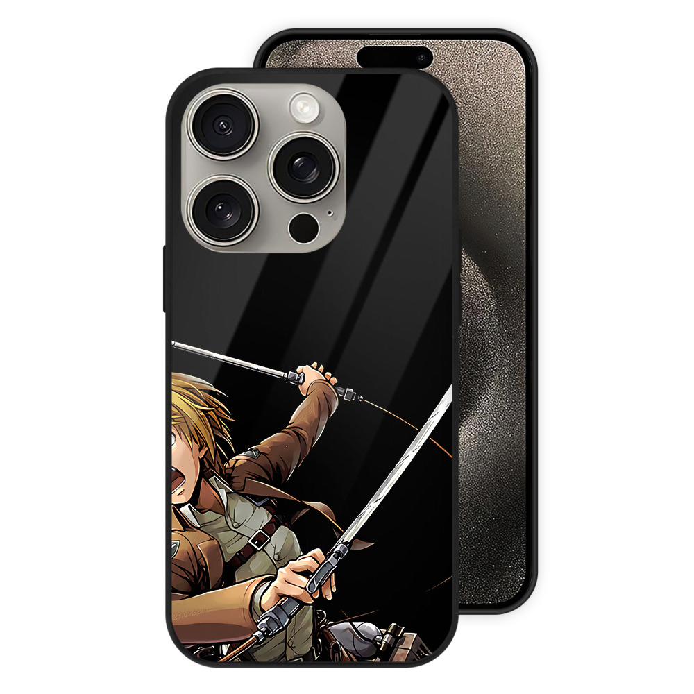 （画像用） 進撃の巨人 アルミン·アルレルト Attack on Titan Armin Arlert 【iPhone15Pro対応】スマホケース 耐衝撃＆黄変防止 背面ガラス