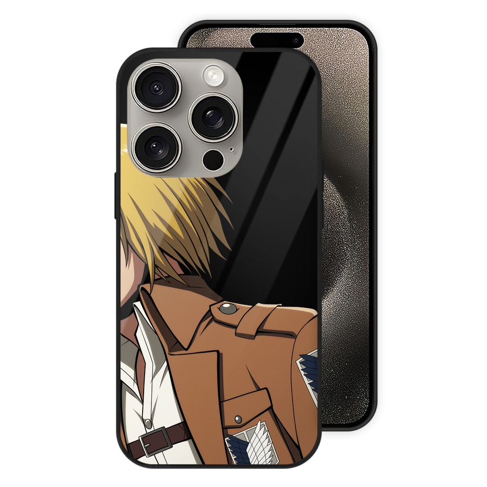 （画像用） 進撃の巨人 アルミン·アルレルト Attack on Titan Armin Arlert 【iPhone15Pro対応】スマホケース 耐衝撃＆黄変防止 背面ガラス