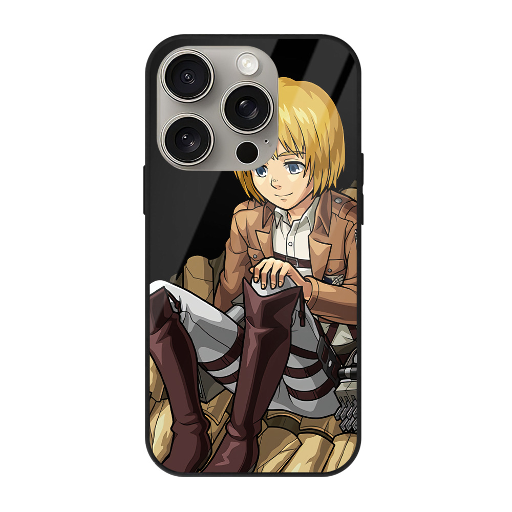 （画像用） 進撃の巨人 アルミン·アルレルト Attack on Titan Armin Arlert 【iPhone15Pro対応】スマホケース 耐衝撃＆黄変防止 背面ガラス