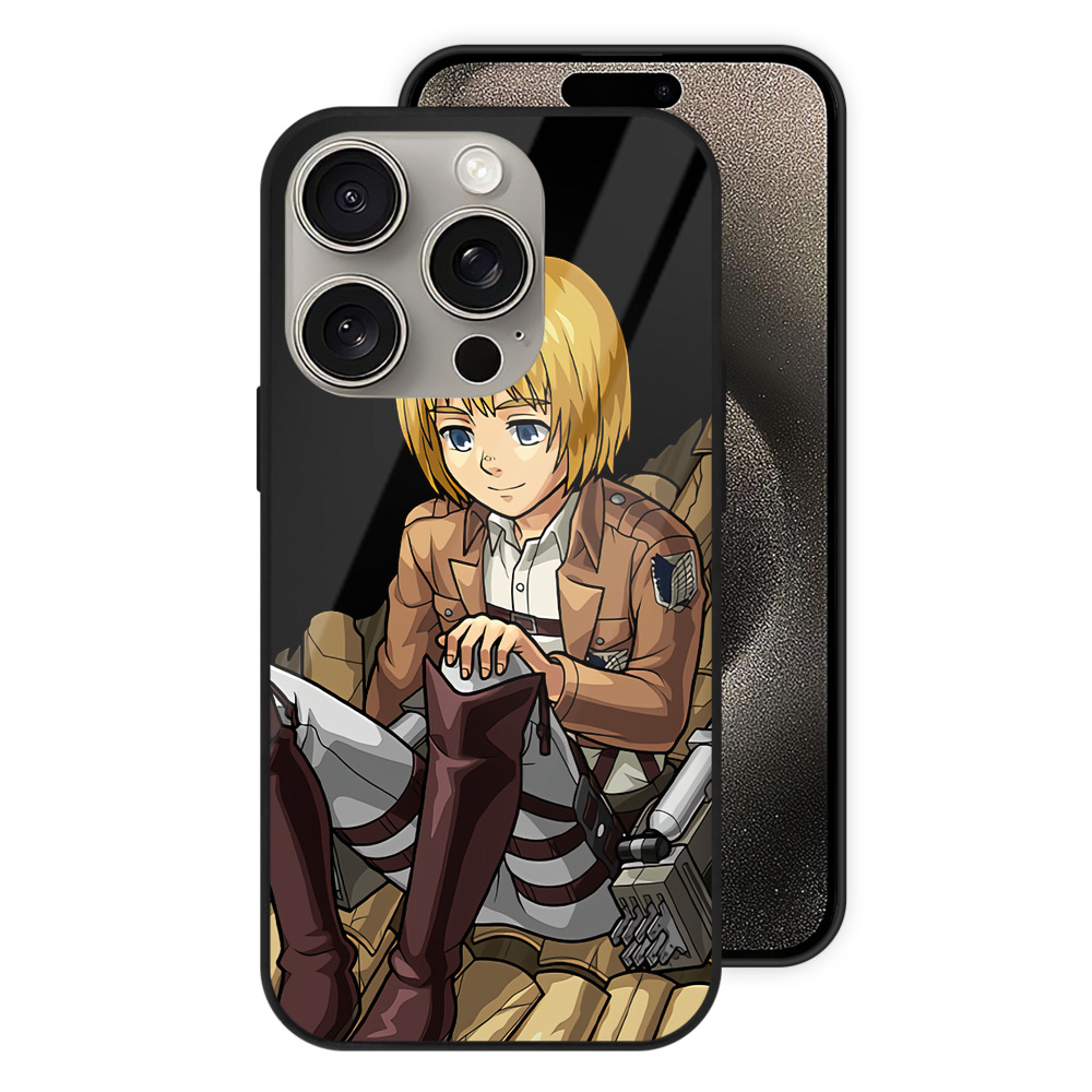 （画像用） 進撃の巨人 アルミン·アルレルト Attack on Titan Armin Arlert 【iPhone15Pro対応】スマホケース 耐衝撃＆黄変防止 背面ガラス