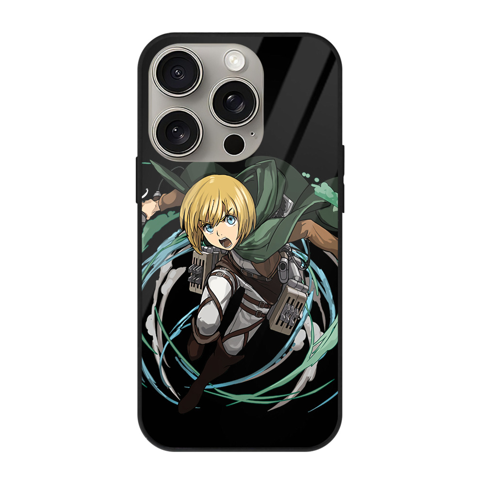 （画像用） 進撃の巨人 アルミン·アルレルト Attack on Titan Armin Arlert 【iPhone15Pro対応】スマホケース 耐衝撃＆黄変防止 背面ガラス