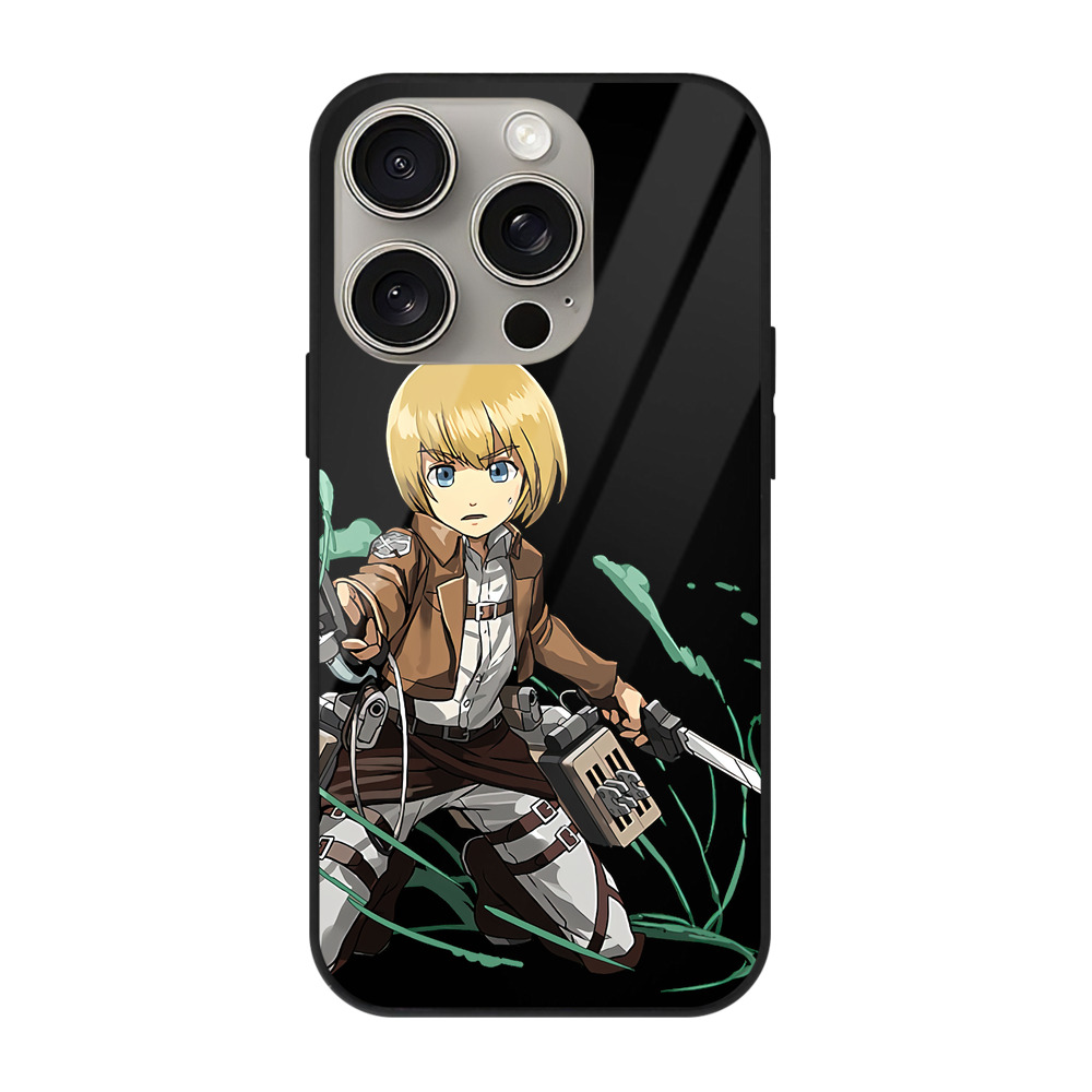 （画像用） 進撃の巨人 アルミン·アルレルト Attack on Titan Armin Arlert 【iPhone15Pro対応】スマホケース 耐衝撃＆黄変防止 背面ガラス