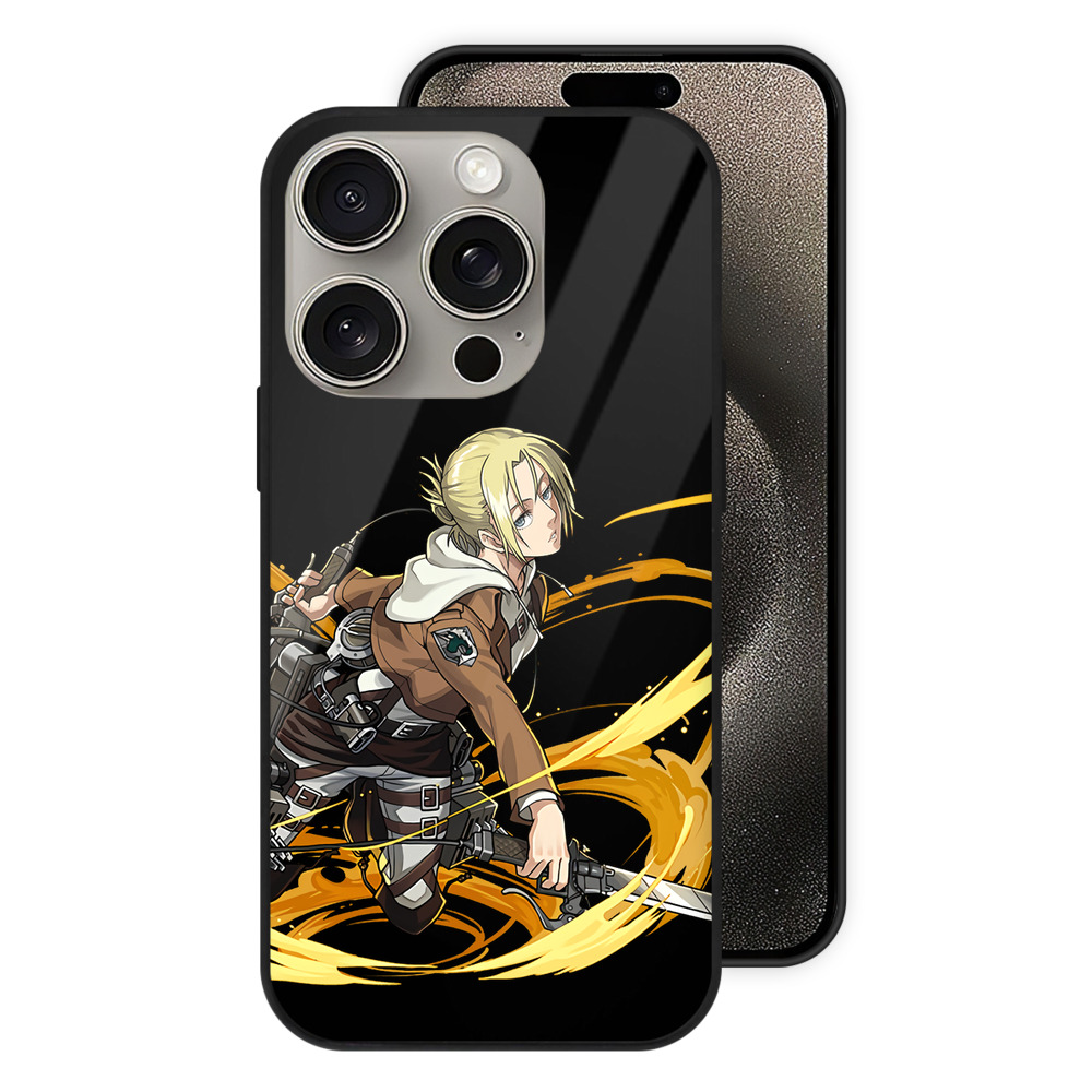 （画像用） 進撃の巨人 アニ・レオンハート Attack on Titan Annie Leonhart 【iPhone15Pro対応】スマホケース 耐衝撃＆黄変防止 背面ガラス