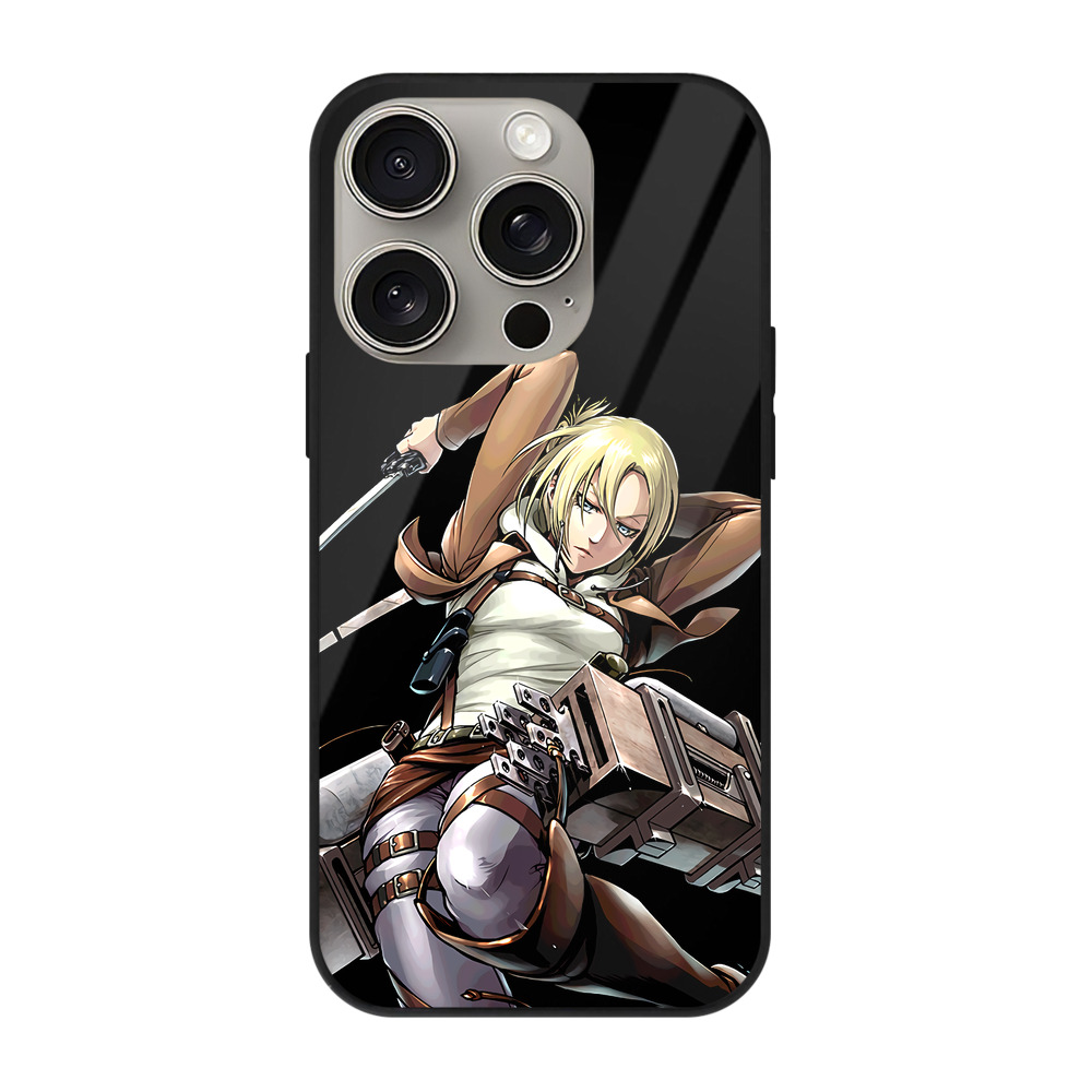 （画像用） 進撃の巨人 アニ・レオンハート Attack on Titan Annie Leonhart 【iPhone15Pro対応】スマホケース 耐衝撃＆黄変防止 背面ガラス