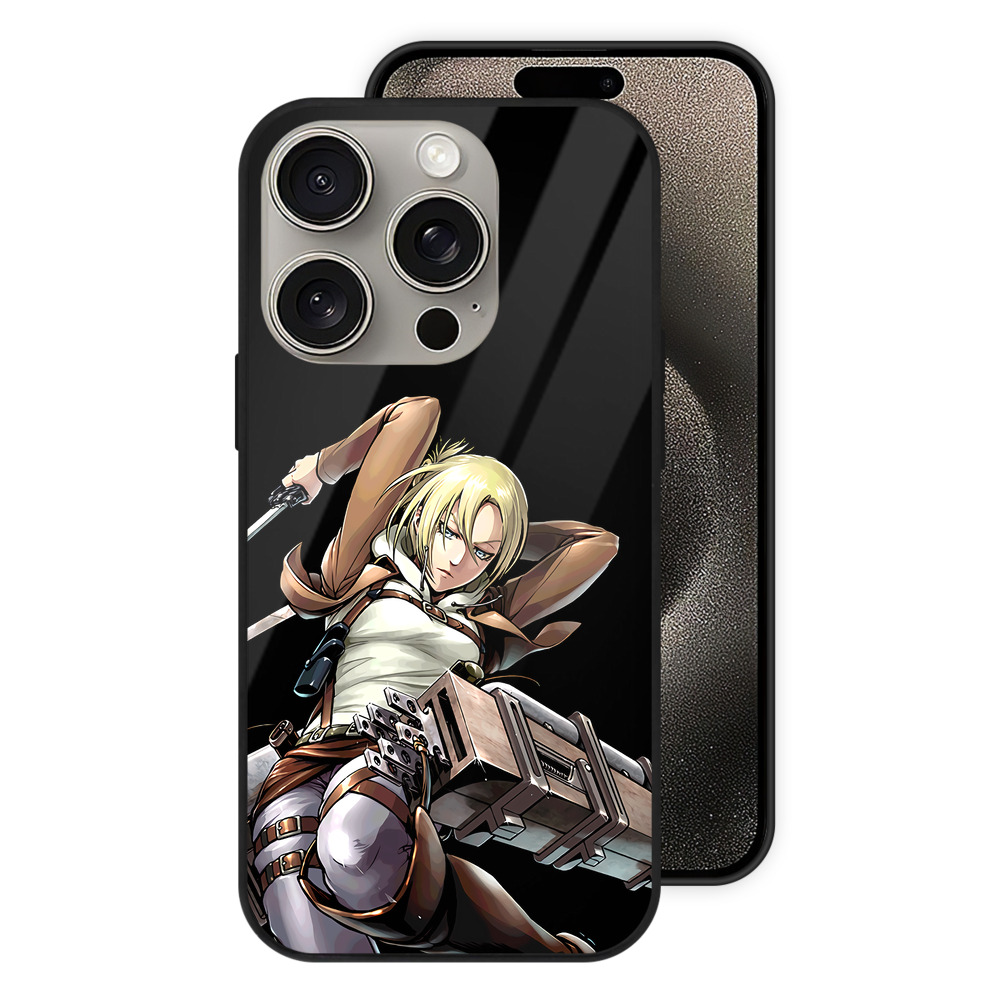 （画像用） 進撃の巨人 アニ・レオンハート Attack on Titan Annie Leonhart 【iPhone15Pro対応】スマホケース 耐衝撃＆黄変防止 背面ガラス