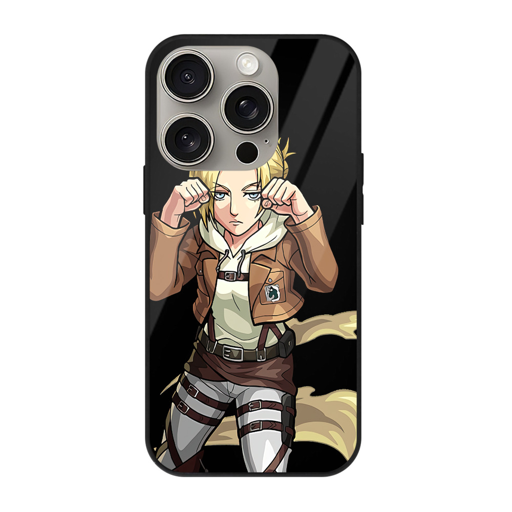 （画像用） 進撃の巨人 アニ・レオンハート Attack on Titan Annie Leonhart 【iPhone15Pro対応】スマホケース 耐衝撃＆黄変防止 背面ガラス