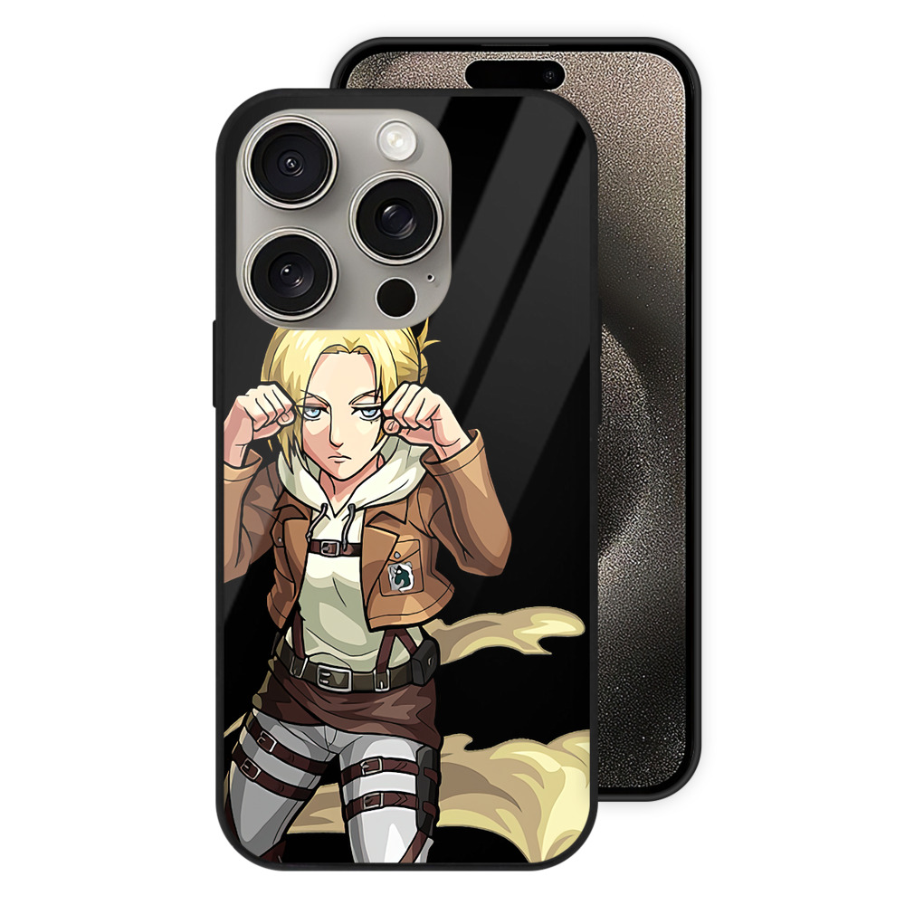 （画像用） 進撃の巨人 アニ・レオンハート Attack on Titan Annie Leonhart 【iPhone15Pro対応】スマホケース 耐衝撃＆黄変防止 背面ガラス