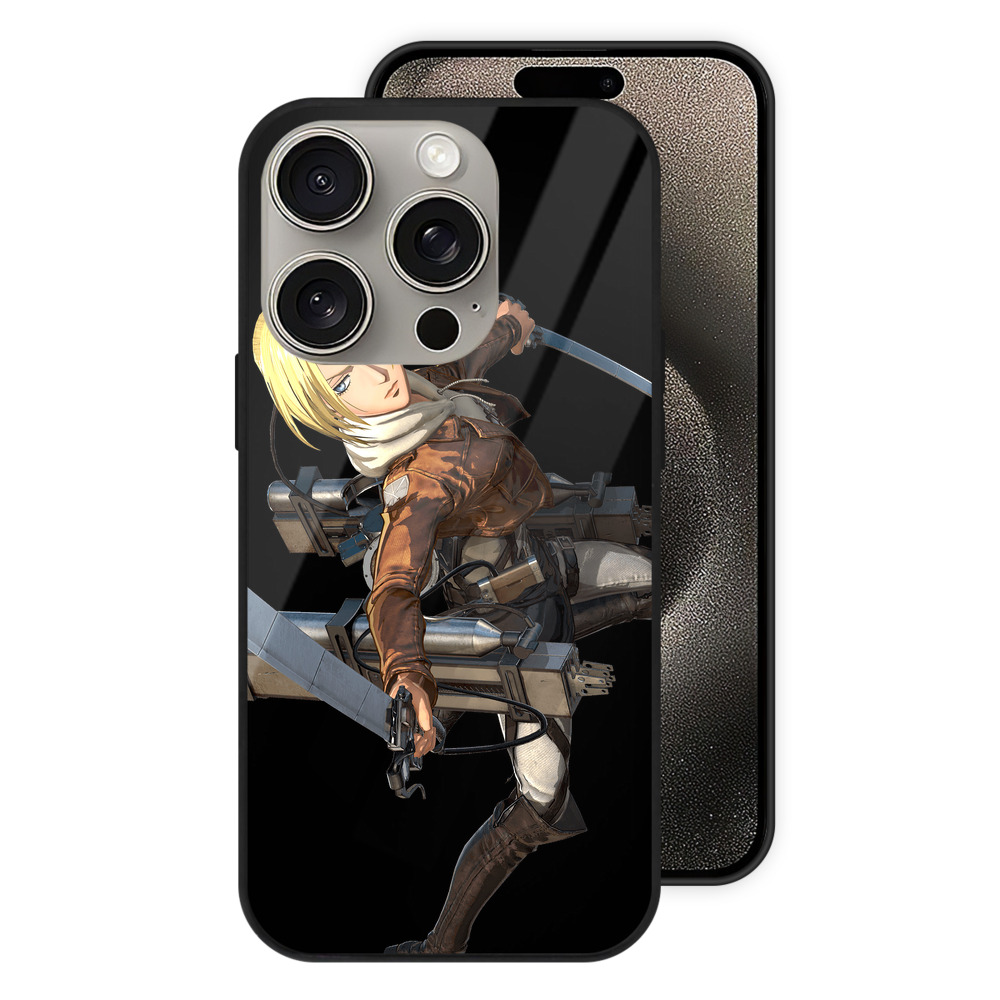 （画像用） 進撃の巨人 アニ・レオンハート Attack on Titan Annie Leonhart 【iPhone15Pro対応】スマホケース 耐衝撃＆黄変防止 背面ガラス