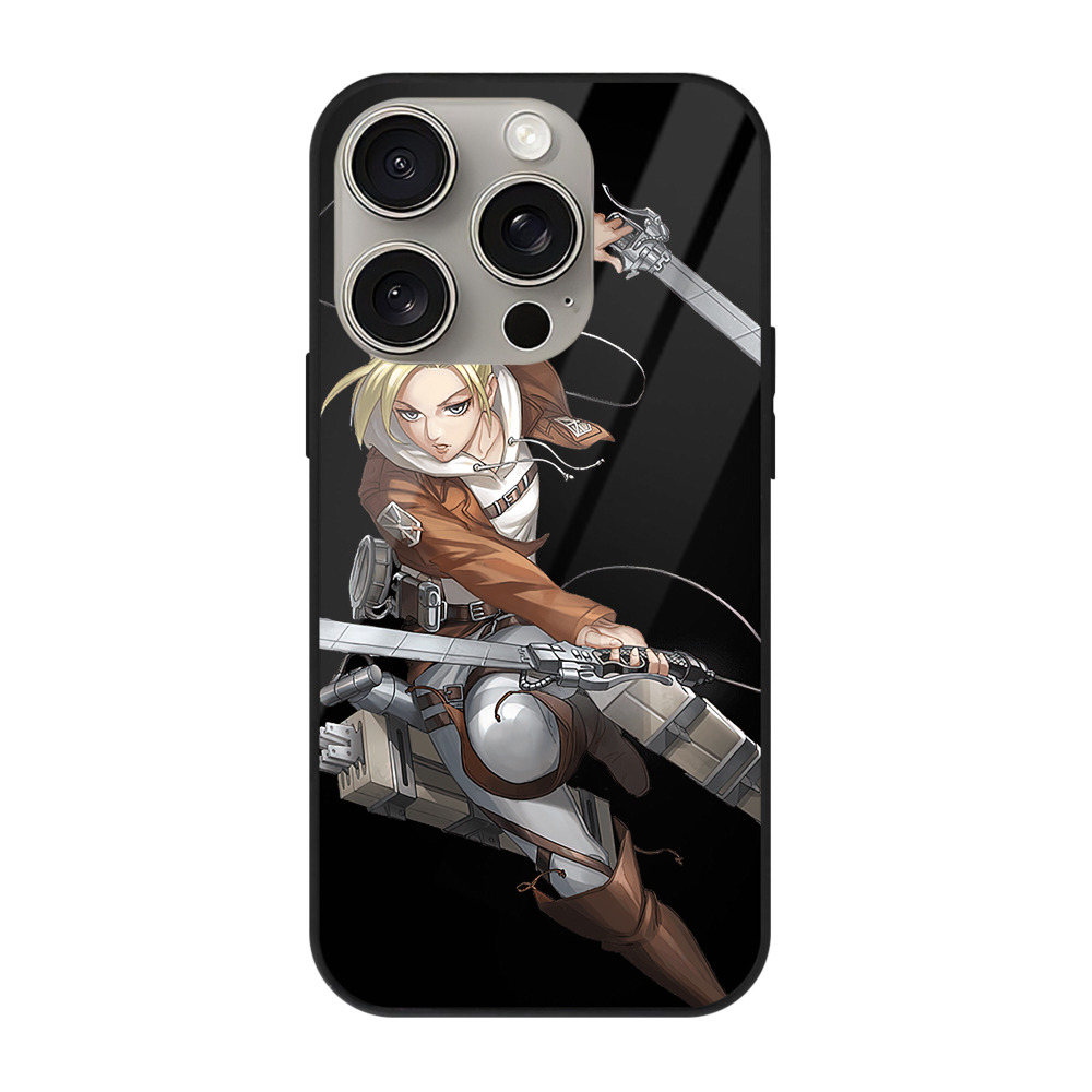 （画像用） 進撃の巨人 アニ・レオンハート Attack on Titan Annie Leonhart 【iPhone15Pro対応】スマホケース 耐衝撃＆黄変防止 背面ガラス