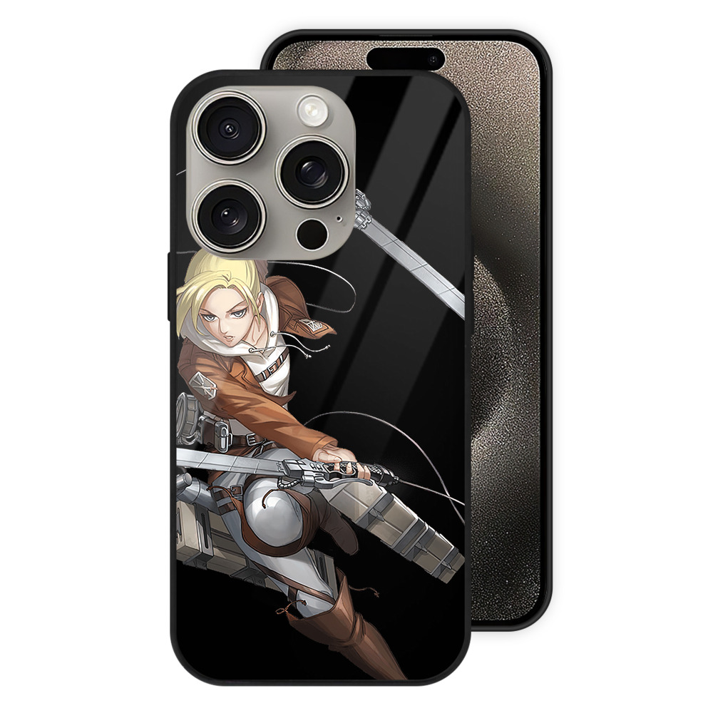 （画像用） 進撃の巨人 アニ・レオンハート Attack on Titan Annie Leonhart 【iPhone15Pro対応】スマホケース 耐衝撃＆黄変防止 背面ガラス