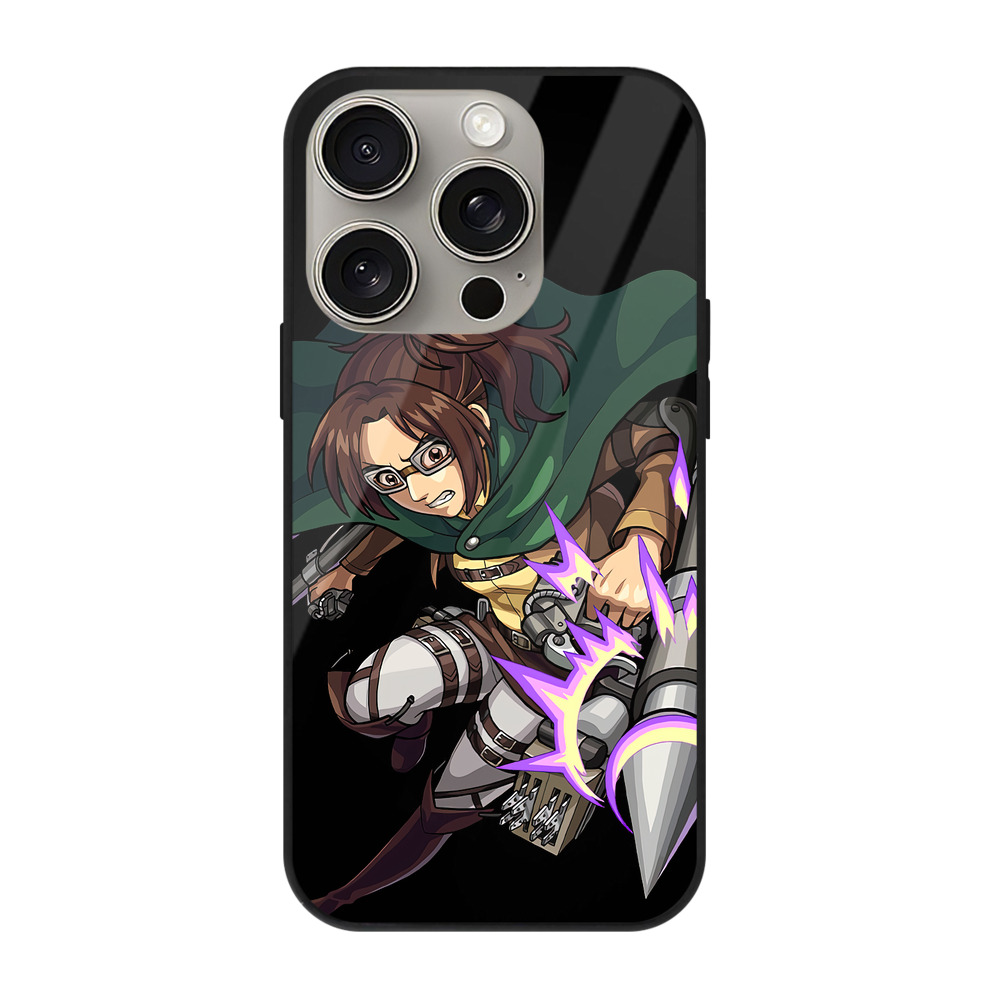 （画像用） 進撃の巨人 ハンジ·ゾエ Attack on Titan Hanji Zoe 【iPhone15Pro対応】スマホケース 耐衝撃＆黄変防止 背面ガラス