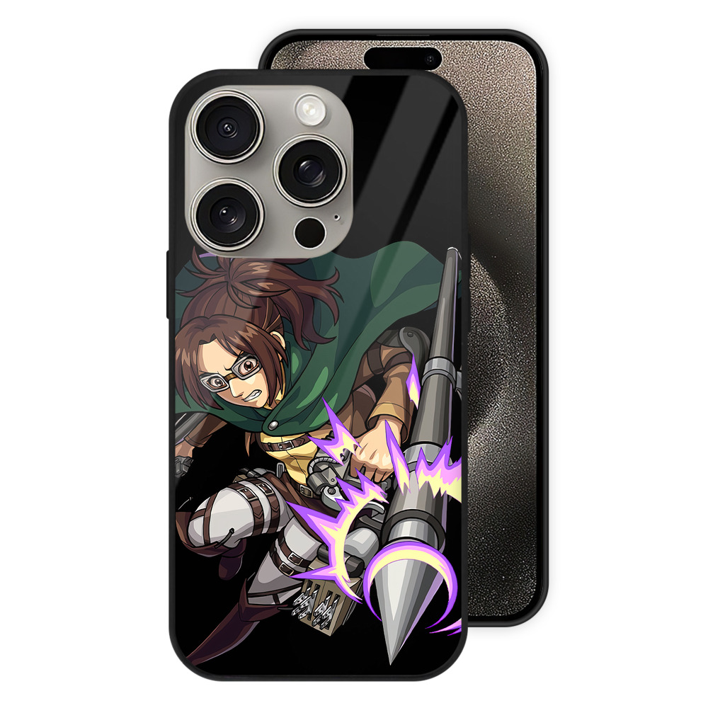 （画像用） 進撃の巨人 ハンジ·ゾエ Attack on Titan Hanji Zoe 【iPhone15Pro対応】スマホケース 耐衝撃＆黄変防止 背面ガラス