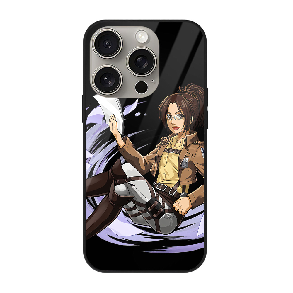（画像用） 進撃の巨人 ハンジ·ゾエ Attack on Titan Hanji Zoe 【iPhone15Pro対応】スマホケース 耐衝撃＆黄変防止 背面ガラス
