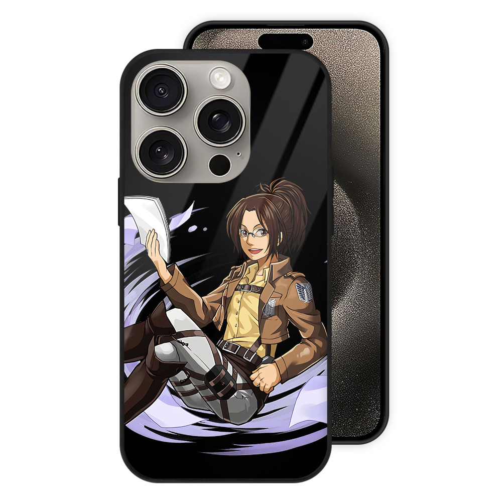（画像用） 進撃の巨人 ハンジ·ゾエ Attack on Titan Hanji Zoe 【iPhone15Pro対応】スマホケース 耐衝撃＆黄変防止 背面ガラス