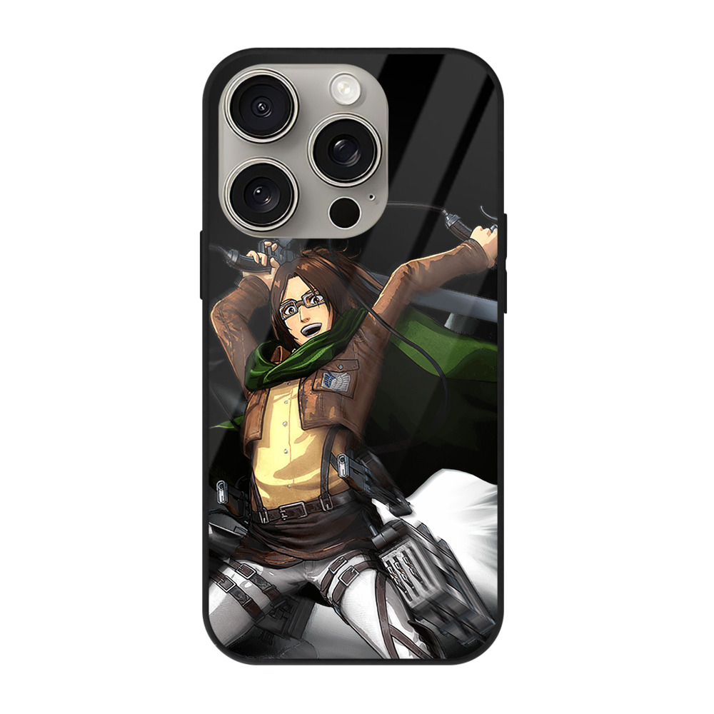 （画像用） 進撃の巨人 ハンジ·ゾエ Attack on Titan Hanji Zoe 【iPhone15Pro対応】スマホケース 耐衝撃＆黄変防止 背面ガラス