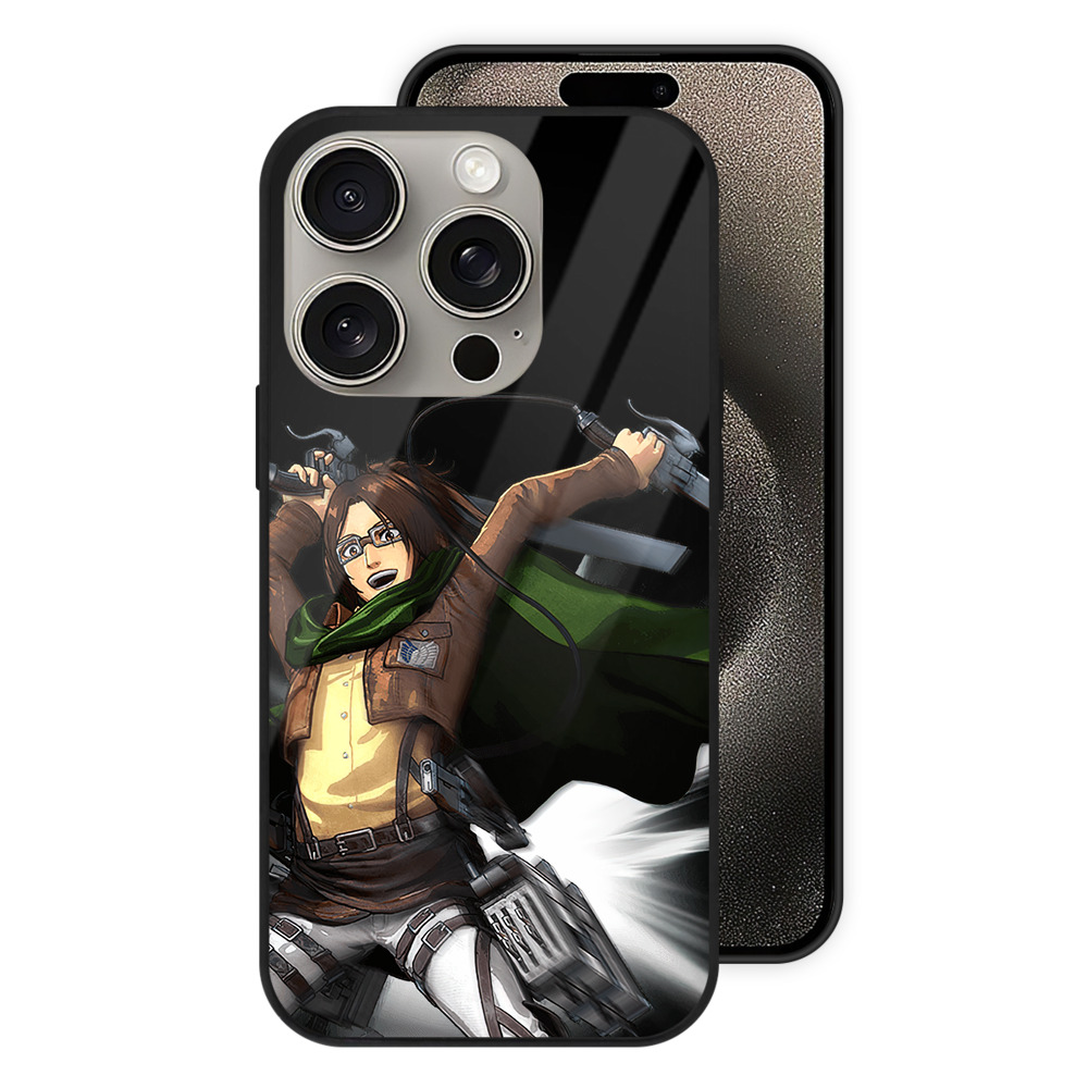 （画像用） 進撃の巨人 ハンジ·ゾエ Attack on Titan Hanji Zoe 【iPhone15Pro対応】スマホケース 耐衝撃＆黄変防止 背面ガラス