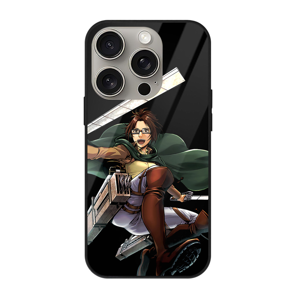 （画像用） 進撃の巨人 ハンジ·ゾエ Attack on Titan Hanji Zoe 【iPhone15Pro対応】スマホケース 耐衝撃＆黄変防止 背面ガラス