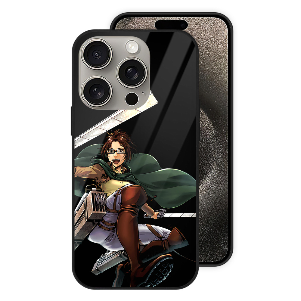 （画像用） 進撃の巨人 ハンジ·ゾエ Attack on Titan Hanji Zoe 【iPhone15Pro対応】スマホケース 耐衝撃＆黄変防止 背面ガラス