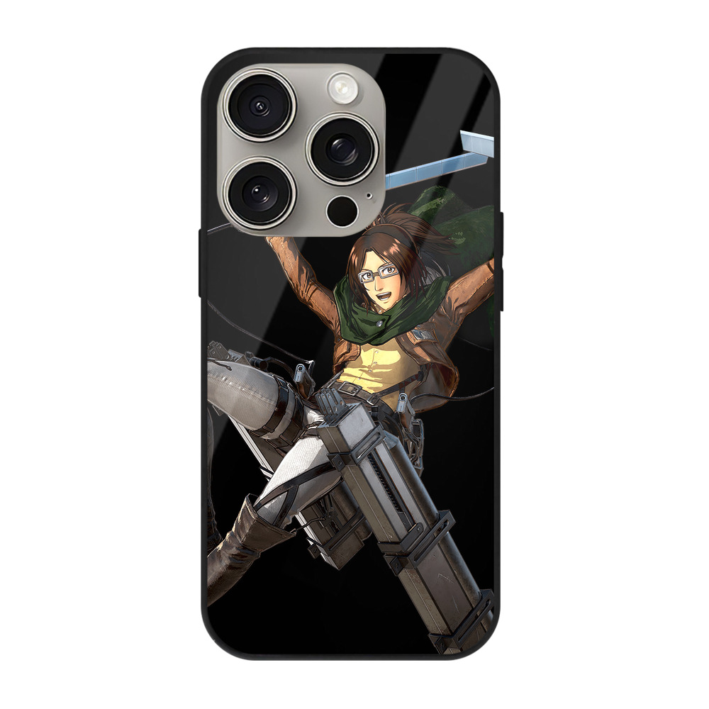 （画像用） 進撃の巨人 ハンジ·ゾエ Attack on Titan Hanji Zoe 【iPhone15Pro対応】スマホケース 耐衝撃＆黄変防止 背面ガラス