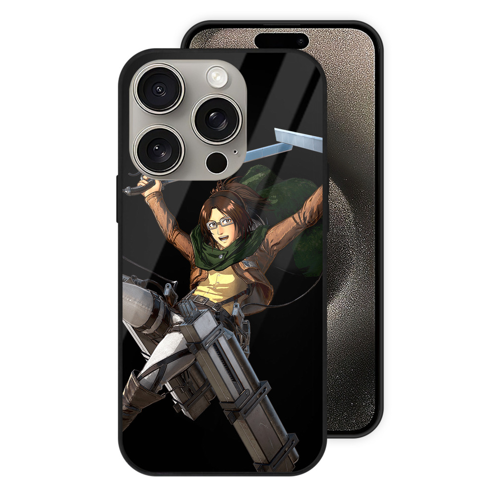 （画像用） 進撃の巨人 ハンジ·ゾエ Attack on Titan Hanji Zoe 【iPhone15Pro対応】スマホケース 耐衝撃＆黄変防止 背面ガラス