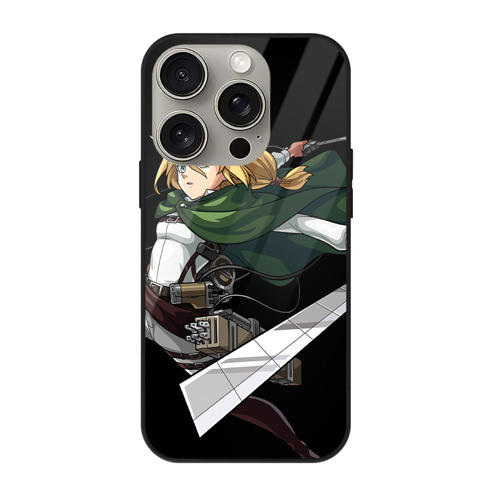 （画像用） 進撃の巨人 クリスタ·レンズ Attack on Titan Christa Lenz 【iPhone15Pro対応】スマホケース 耐衝撃＆黄変防止 背面ガラス
