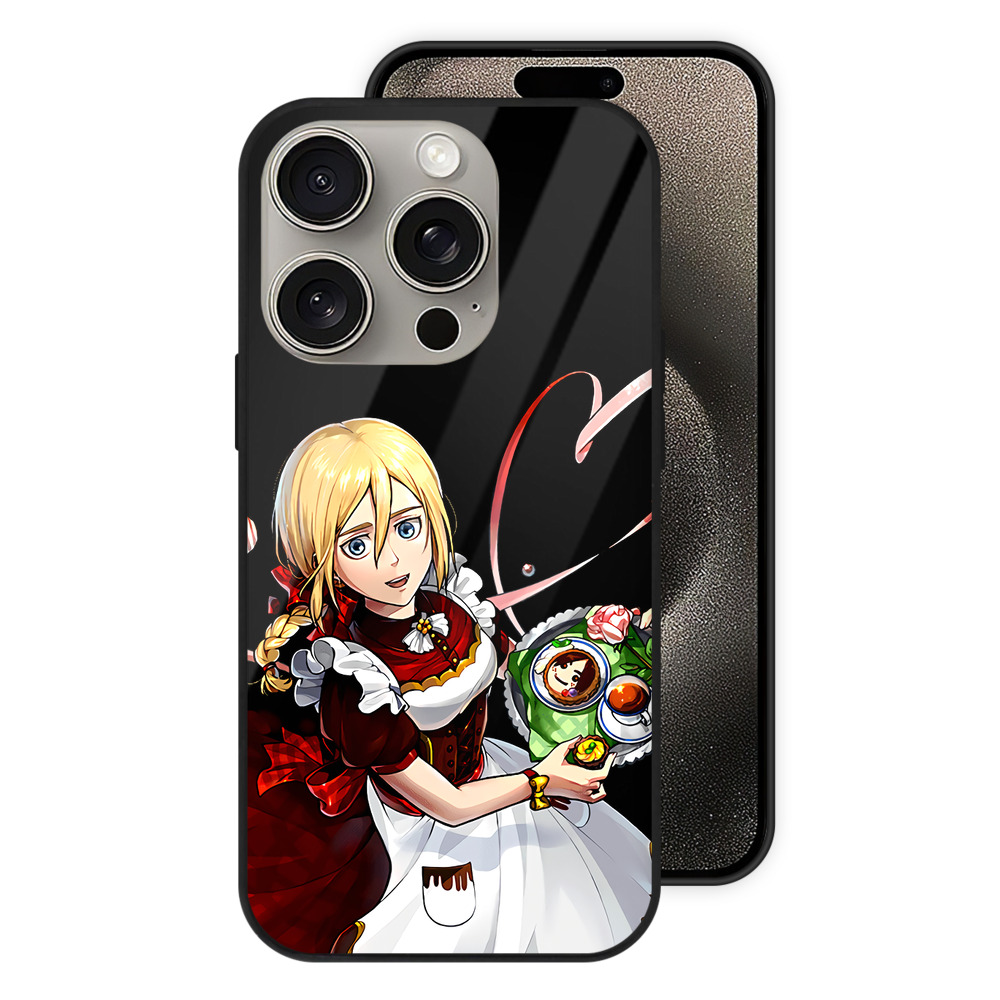 （画像用） 進撃の巨人 クリスタ·レンズ Attack on Titan Christa Lenz 【iPhone15Pro対応】スマホケース 耐衝撃＆黄変防止 背面ガラス