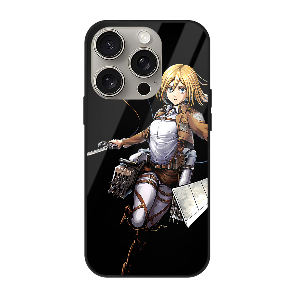 （画像用） 進撃の巨人 クリスタ·レンズ Attack on Titan Christa Lenz 【iPhone15Pro対応】スマホケース 耐衝撃＆黄変防止 背面ガラス