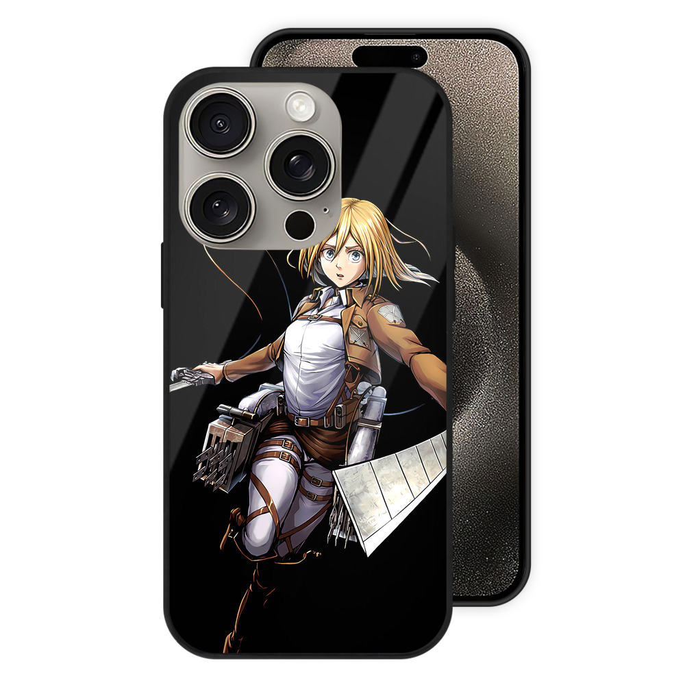 （画像用） 進撃の巨人 クリスタ·レンズ Attack on Titan Christa Lenz 【iPhone15Pro対応】スマホケース 耐衝撃＆黄変防止 背面ガラス