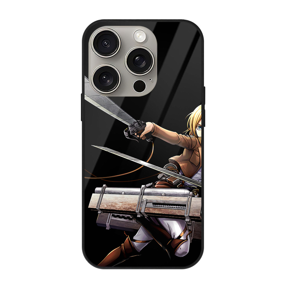 （画像用） 進撃の巨人 クリスタ·レンズ Attack on Titan Christa Lenz 【iPhone15Pro対応】スマホケース 耐衝撃＆黄変防止 背面ガラス