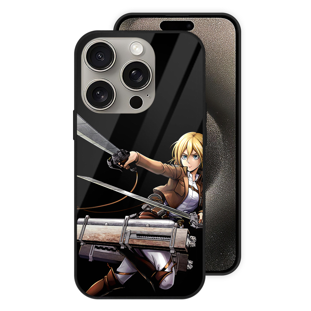 （画像用） 進撃の巨人 クリスタ·レンズ Attack on Titan Christa Lenz 【iPhone15Pro対応】スマホケース 耐衝撃＆黄変防止 背面ガラス