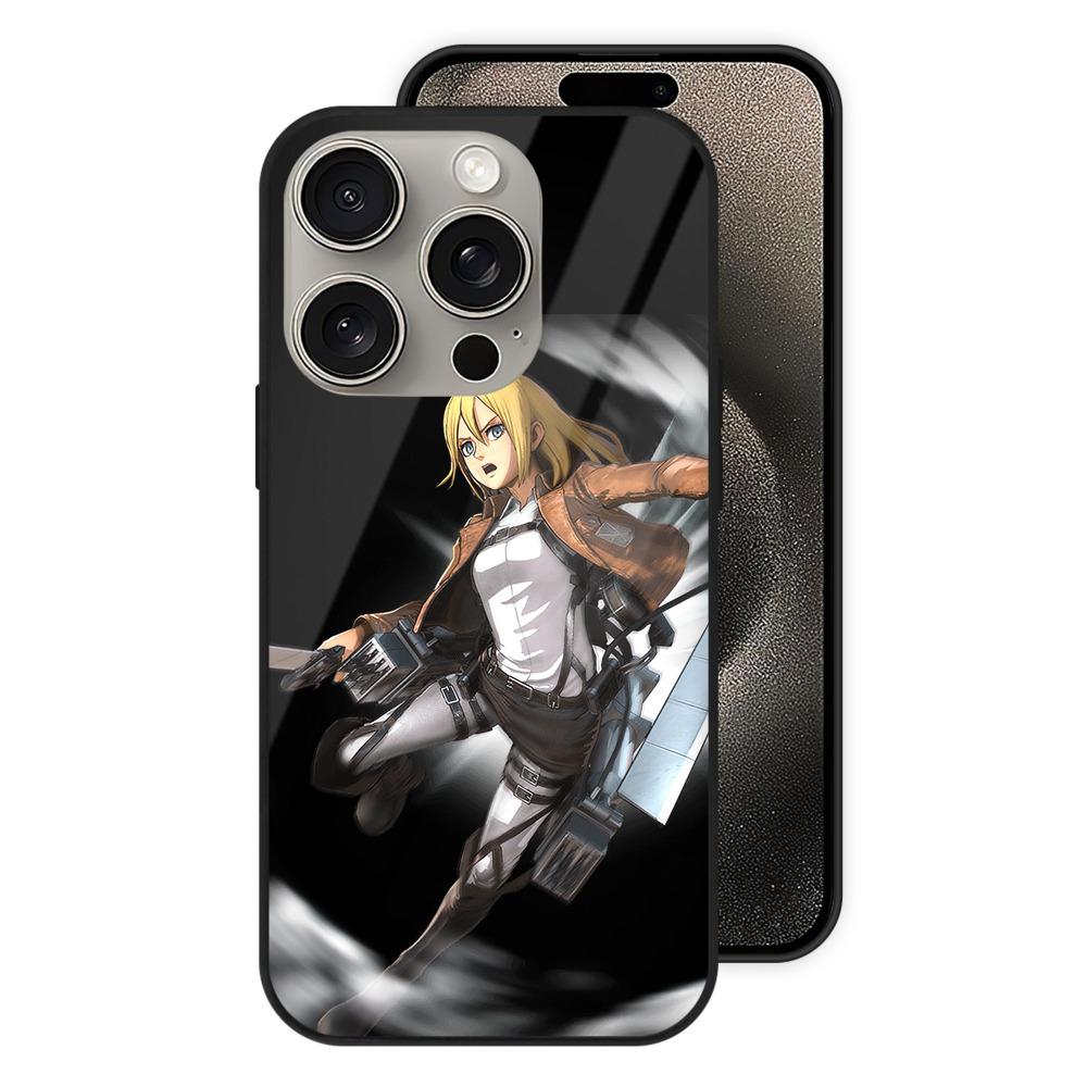 （画像用） 進撃の巨人 クリスタ·レンズ Attack on Titan Christa Lenz 【iPhone15Pro対応】スマホケース 耐衝撃＆黄変防止 背面ガラス