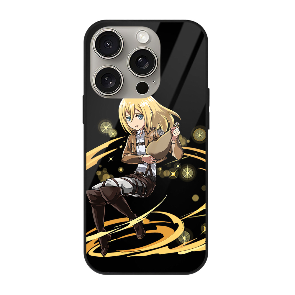 （画像用） 進撃の巨人 クリスタ·レンズ Attack on Titan Christa Lenz 【iPhone15Pro対応】スマホケース 耐衝撃＆黄変防止 背面ガラス