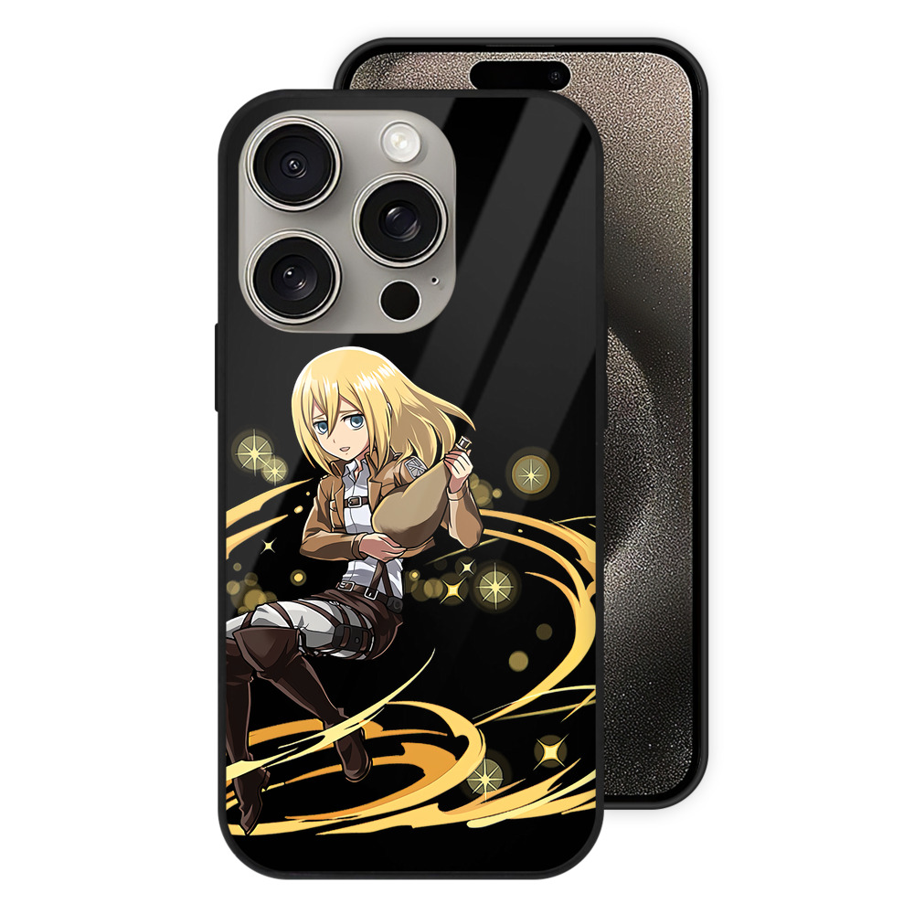 （画像用） 進撃の巨人 クリスタ·レンズ Attack on Titan Christa Lenz 【iPhone15Pro対応】スマホケース 耐衝撃＆黄変防止 背面ガラス