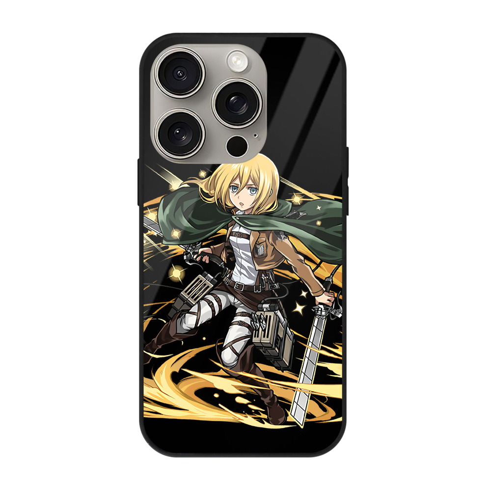 （画像用） 進撃の巨人 クリスタ·レンズ Attack on Titan Christa Lenz 【iPhone15Pro対応】スマホケース 耐衝撃＆黄変防止 背面ガラス