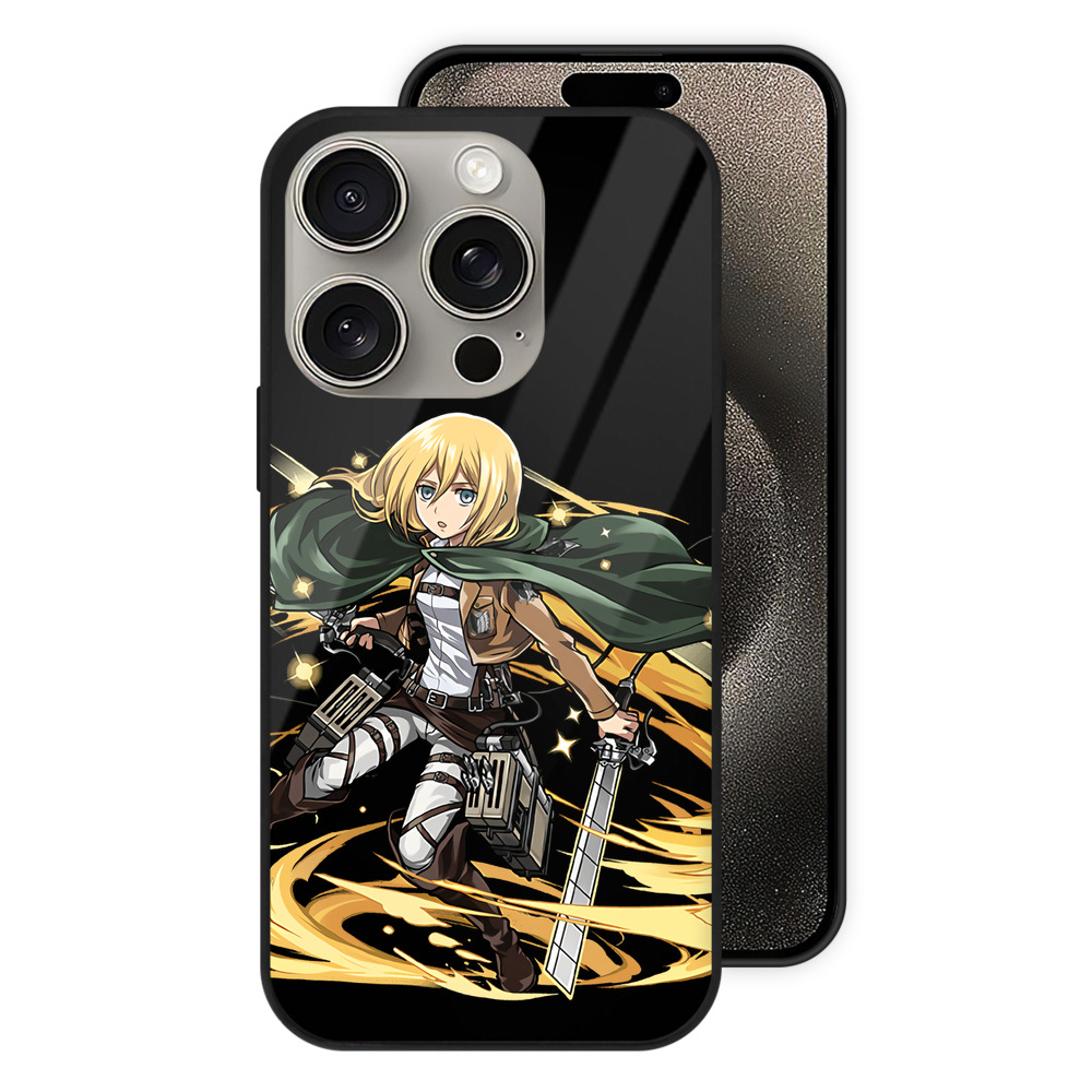 （画像用） 進撃の巨人 クリスタ·レンズ Attack on Titan Christa Lenz 【iPhone15Pro対応】スマホケース 耐衝撃＆黄変防止 背面ガラス