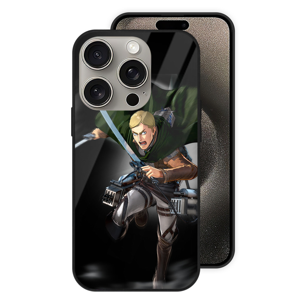 （画像用） 進撃の巨人 エルヴィン・スミス Attack on Titan Erwin Smith 【iPhone15Pro対応】スマホケース 耐衝撃＆黄変防止 背面ガラス