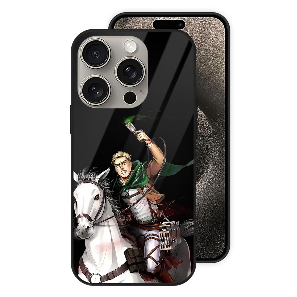 （画像用） 進撃の巨人 エルヴィン・スミス Attack on Titan Erwin Smith 【iPhone15Pro対応】スマホケース 耐衝撃＆黄変防止 背面ガラス