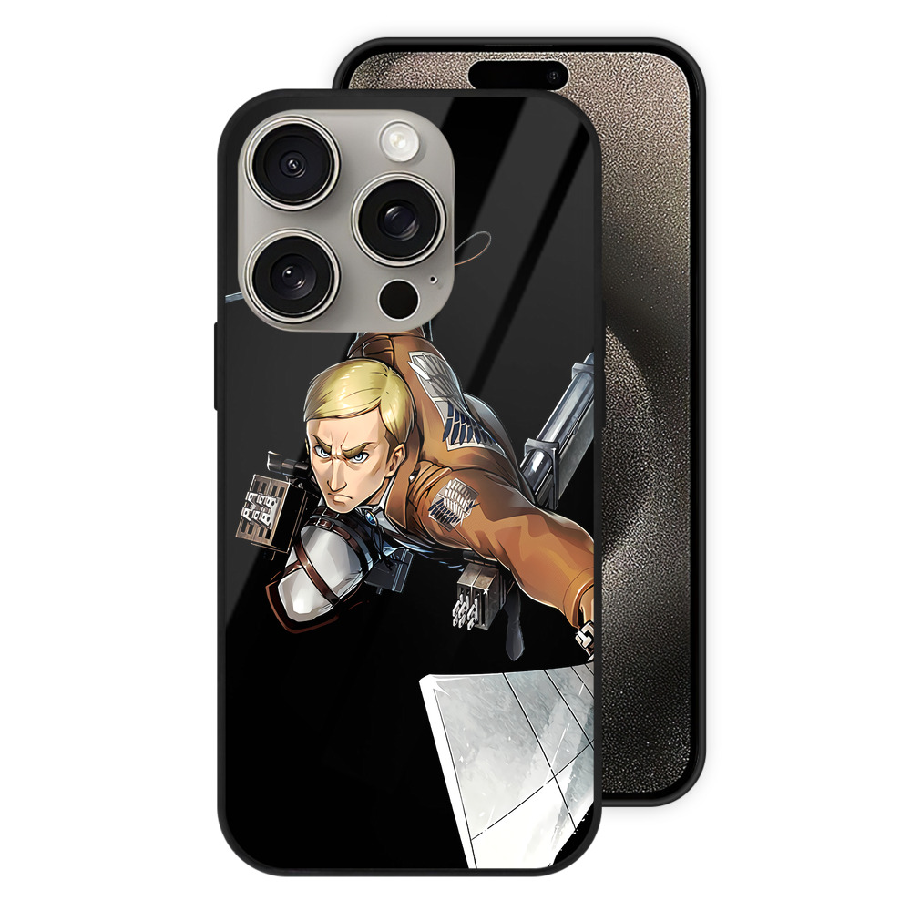 （画像用） 進撃の巨人 エルヴィン・スミス Attack on Titan Erwin Smith 【iPhone15Pro対応】スマホケース 耐衝撃＆黄変防止 背面ガラス