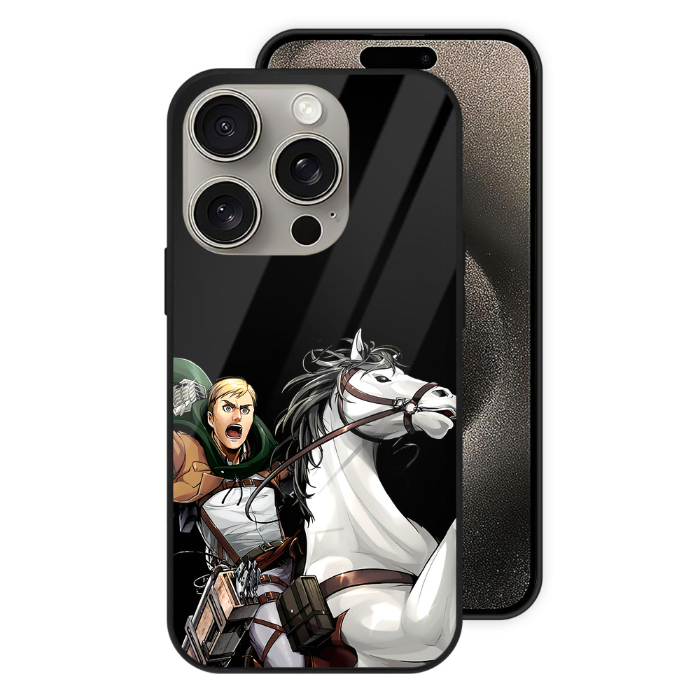 （画像用） 進撃の巨人 エルヴィン・スミス Attack on Titan Erwin Smith 【iPhone15Pro対応】スマホケース 耐衝撃＆黄変防止 背面ガラス