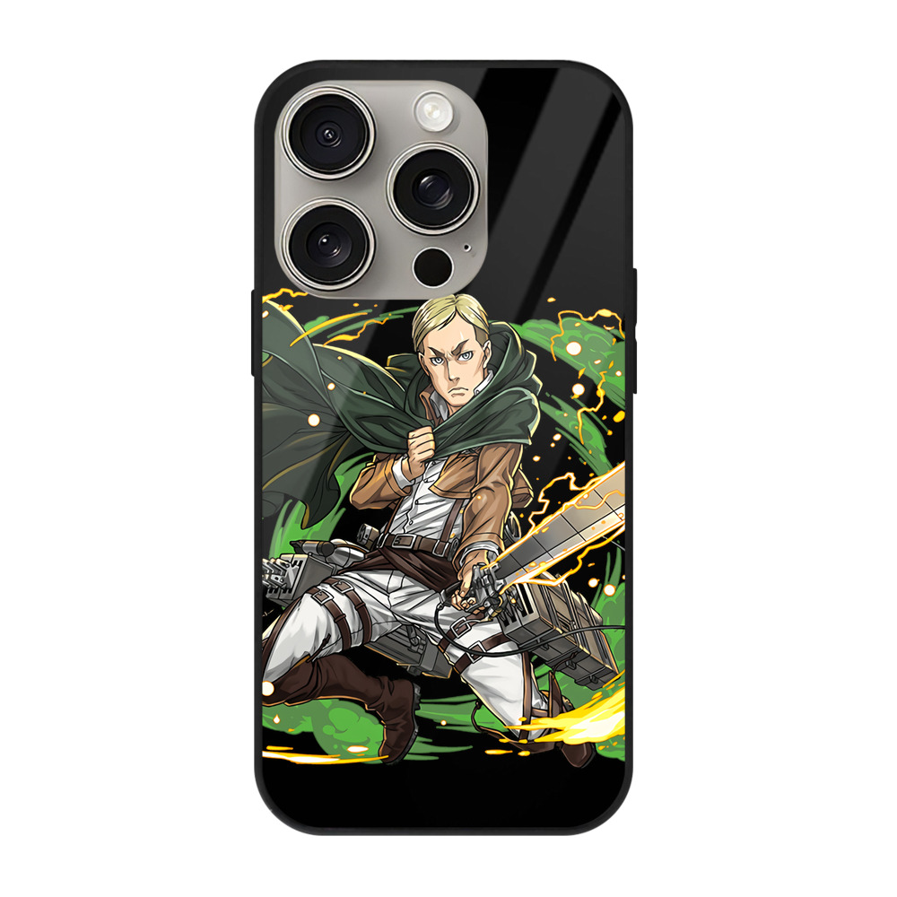 （画像用） 進撃の巨人 エルヴィン・スミス Attack on Titan Erwin Smith 【iPhone15Pro対応】スマホケース 耐衝撃＆黄変防止 背面ガラス
