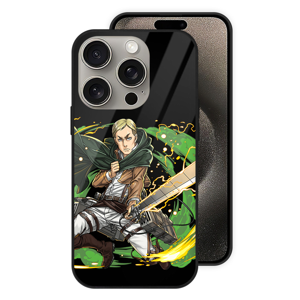 （画像用） 進撃の巨人 エルヴィン・スミス Attack on Titan Erwin Smith 【iPhone15Pro対応】スマホケース 耐衝撃＆黄変防止 背面ガラス
