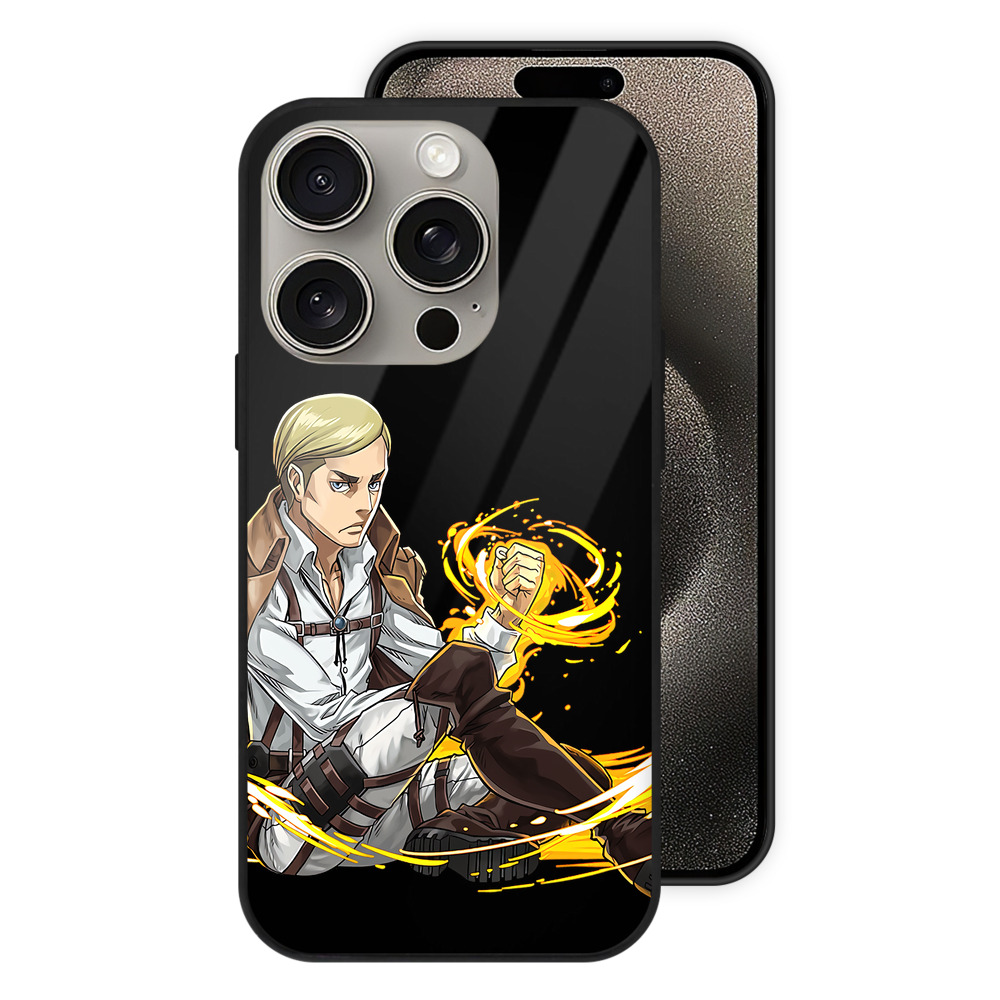 （画像用） 進撃の巨人 エルヴィン・スミス Attack on Titan Erwin Smith 【iPhone15Pro対応】スマホケース 耐衝撃＆黄変防止 背面ガラス