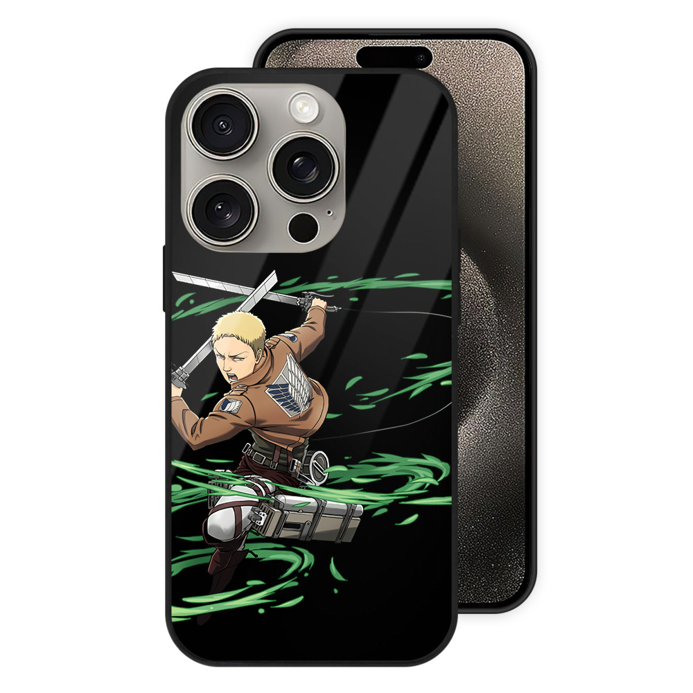 （画像用） 進撃の巨人 ライナー・ブラウン Attack on Titan Reiner Braun 【iPhone15Pro対応】スマホケース 耐衝撃＆黄変防止 背面ガラス