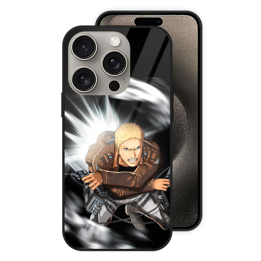 （画像用） 進撃の巨人 ライナー・ブラウン Attack on Titan Reiner Braun 【iPhone15Pro対応】スマホケース 耐衝撃＆黄変防止 背面ガラス