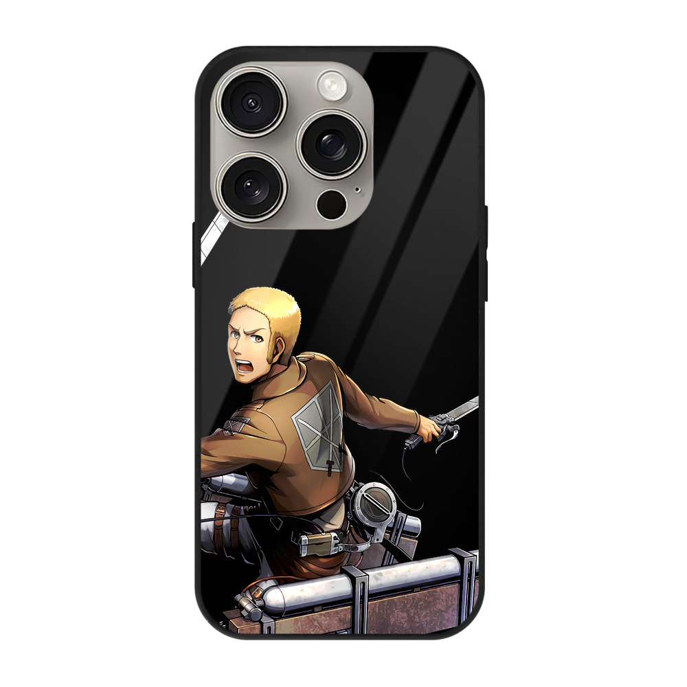 （画像用） 進撃の巨人 ライナー・ブラウン Attack on Titan Reiner Braun 【iPhone15Pro対応】スマホケース 耐衝撃＆黄変防止 背面ガラス