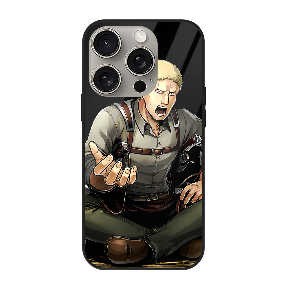 （画像用） 進撃の巨人 ライナー・ブラウン Attack on Titan Reiner Braun 【iPhone15Pro対応】スマホケース 耐衝撃＆黄変防止 背面ガラス